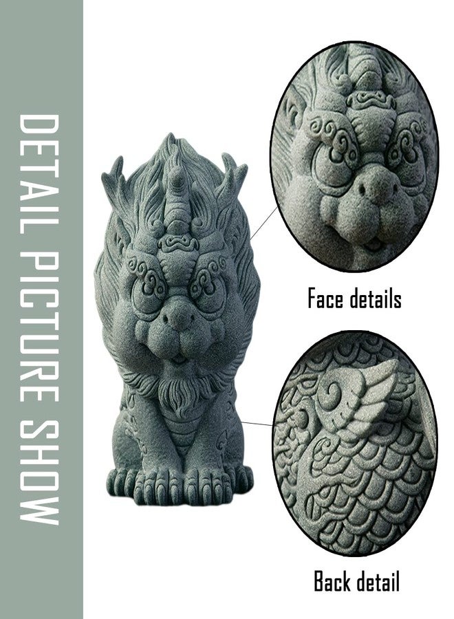 livelyfish Fish Tank Fu Foo Dog Statue Asian Oriental Aquarium Statues Decor Good Lucky Sandstone Qi Lin Figurines for Garden Fish Tank Bonsai Decoration, S - Image 5